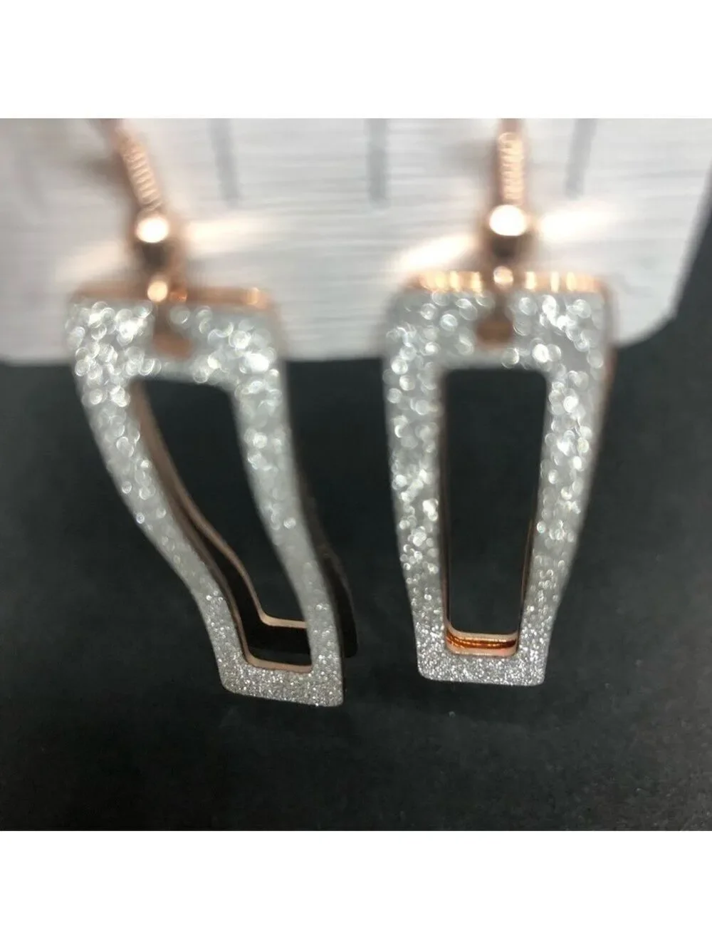 𝅺new-2 layers Silver Shimmery/Gold Dangler Earrings